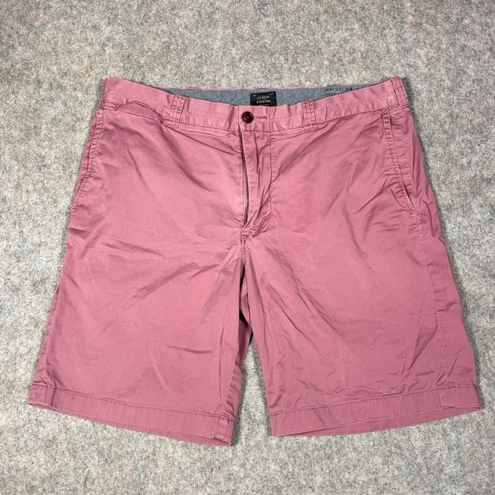 J.Crew Stanton Shorts Mens 34 Pink Stretch Cotton Chino 9 Inch Inseam Casual